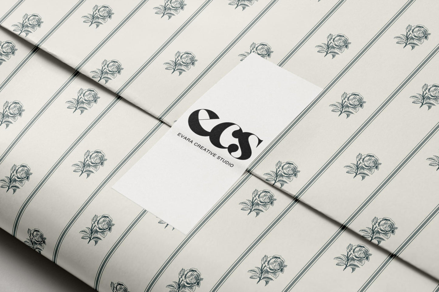 Vintage Sage Blue Rose Wrapping Paper, Gloss or Matte Finish Elegant Luxury Floral Gift Wrap