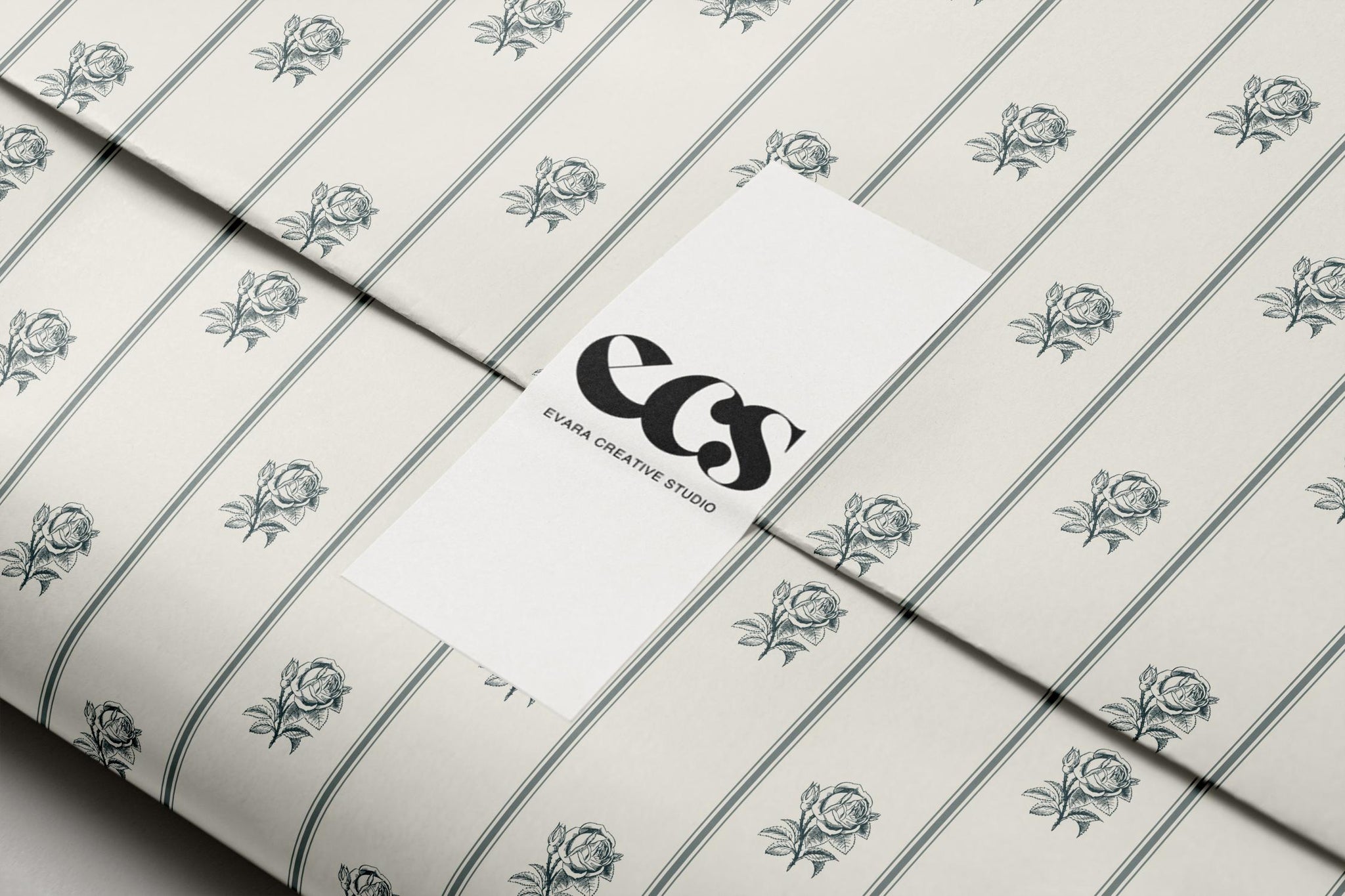 Vintage Sage Blue Rose Wrapping Paper, Gloss or Matte Finish Elegant Luxury Floral Gift Wrap