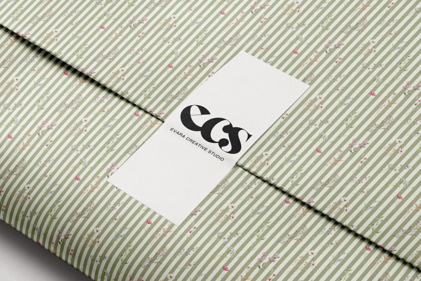 Pastel striped floral gift wrap — Evara Creative Studio