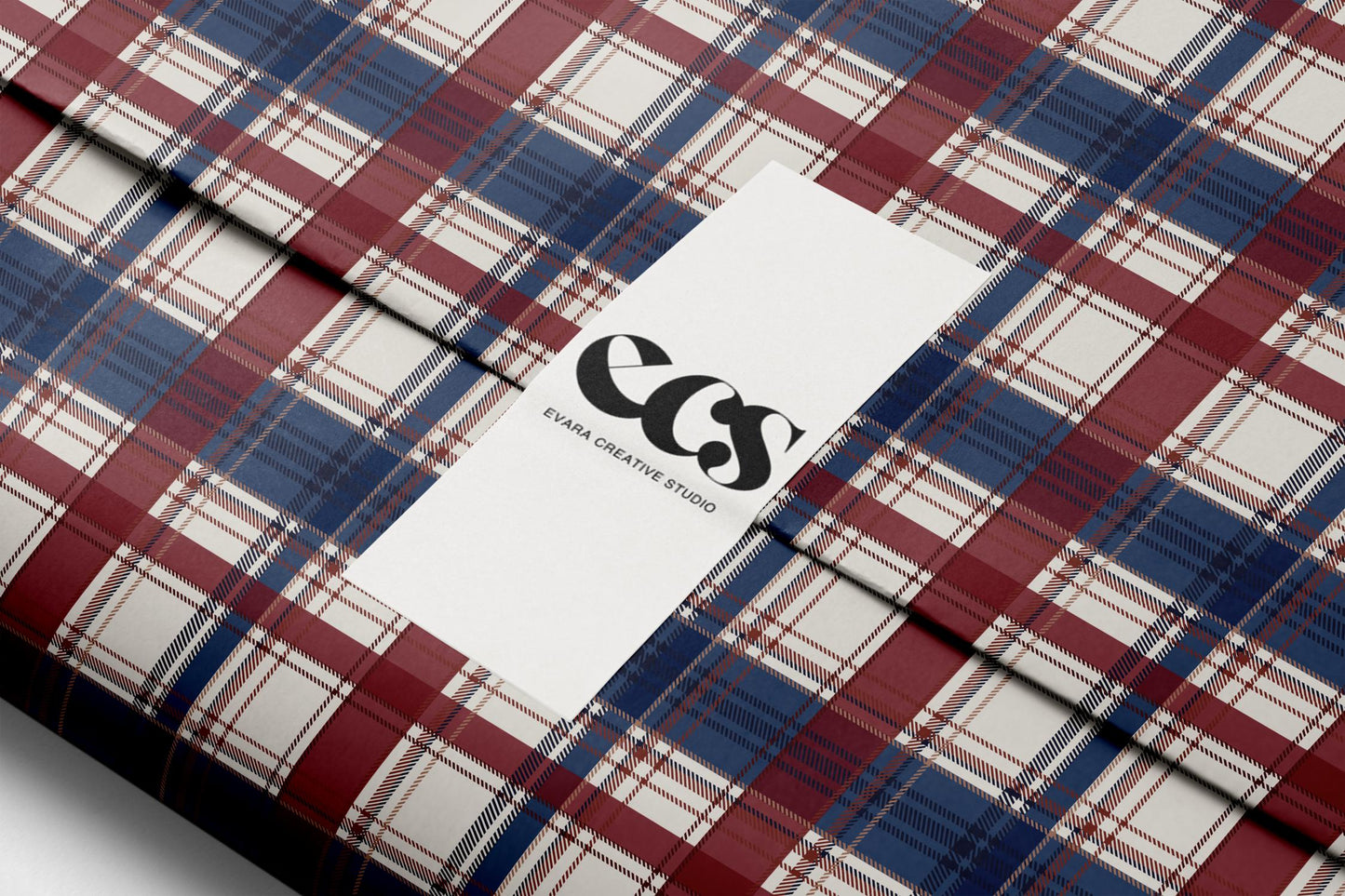 Red and navy tartan plaid gift wrap — Evara Creative Studio