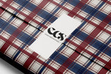 Red and navy tartan plaid gift wrap — Evara Creative Studio
