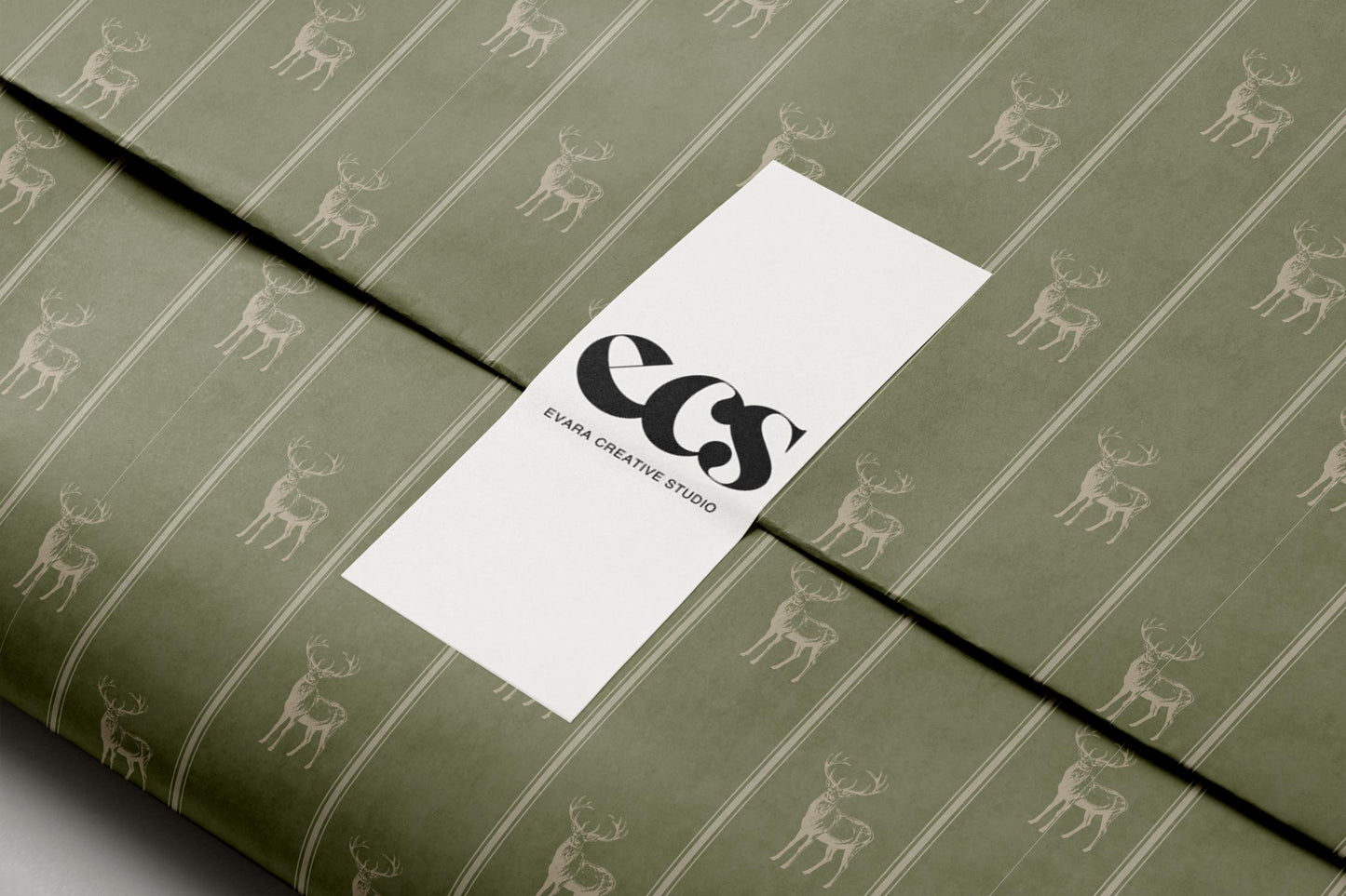 Sage Green Raindeer Wrapping Paper, Gloss or Matte Finish Elegant Luxury Christmas Gift Wrap