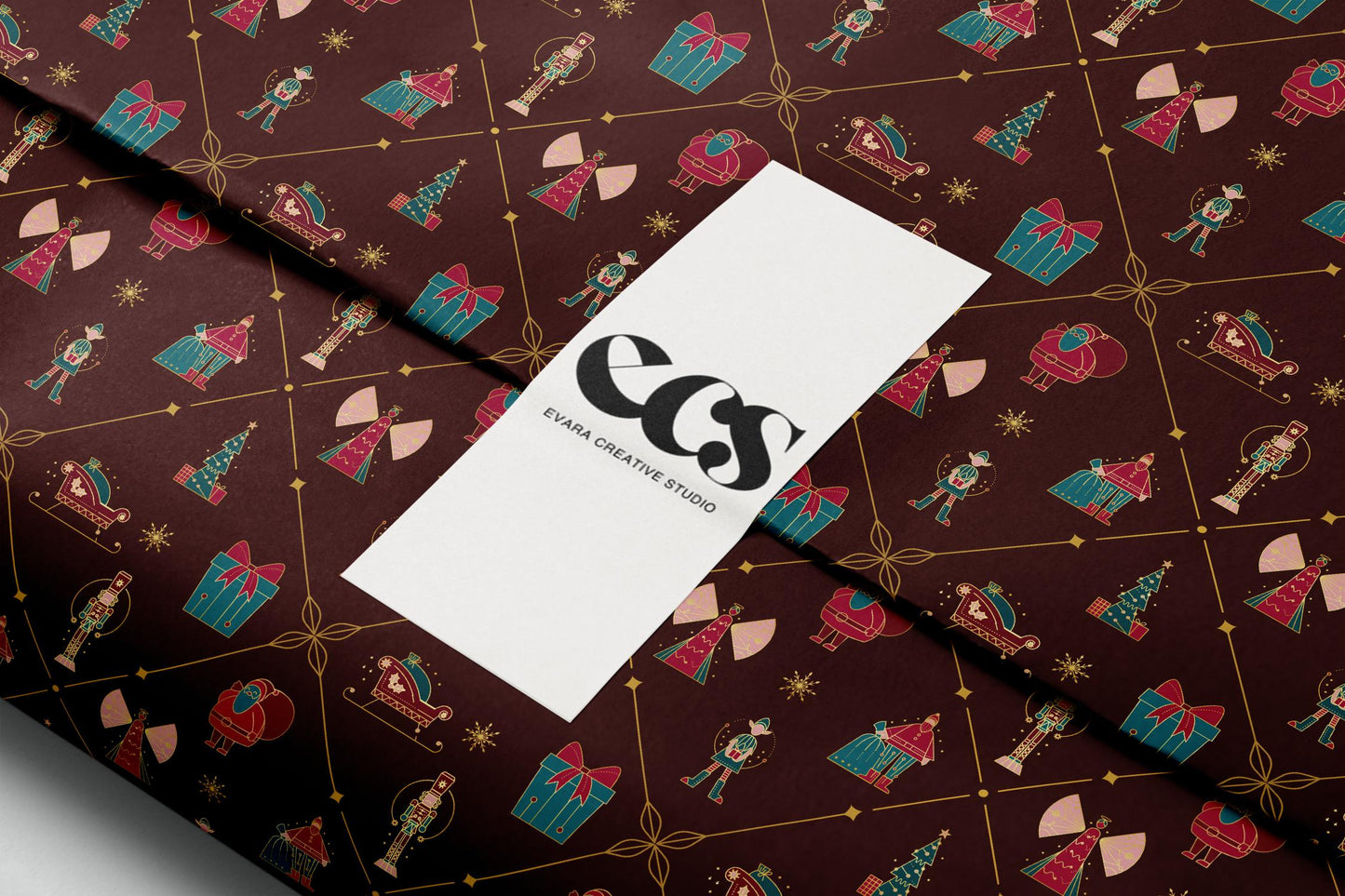 Burgundy Nutcracker Christmas Wrapping Paper, Gloss or Matte Finish Elegant Luxury Holiday Gift Wrap