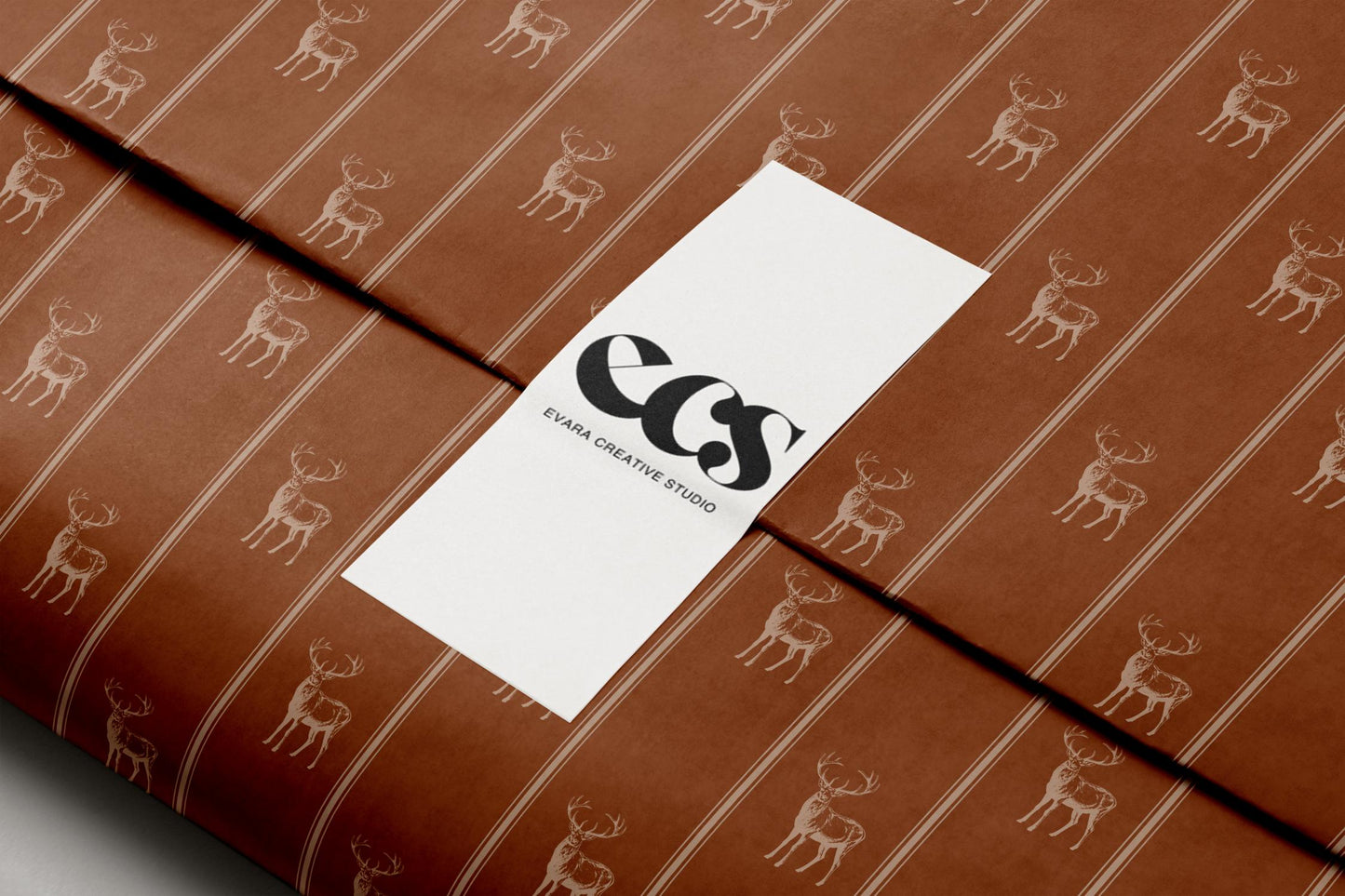 Rust Orange Vintage Deer Wrapping Paper, Gloss or Matte Finish Elegant Luxury Christmas Gift Wrap