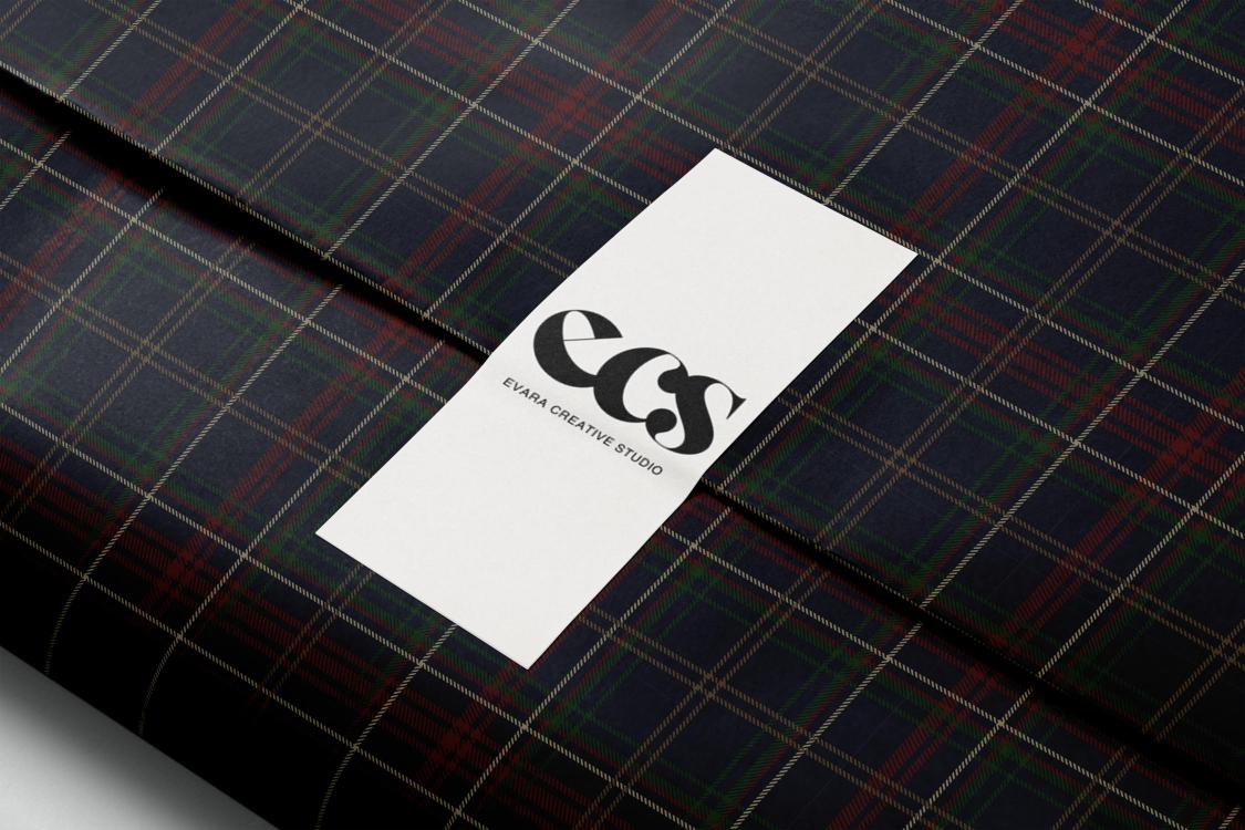 Navy and green tartan gift wrap — Evara Creative Studio