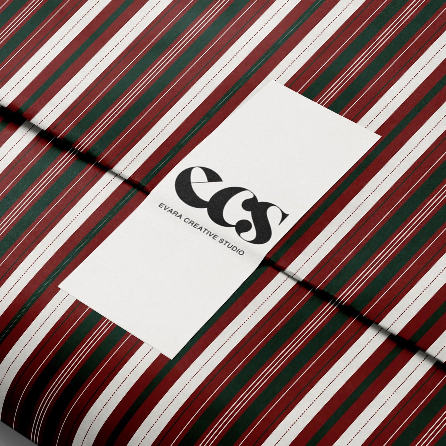 Red & Green Stripe Wrapping Paper, Gloss or Matte Finish Elegant Luxury Christmas Gift Wrap