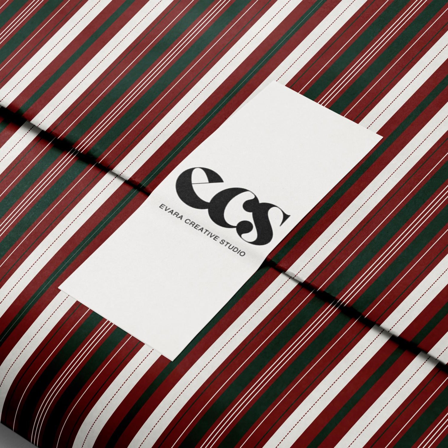 Red & Green Stripe Wrapping Paper, Gloss or Matte Finish Elegant Luxury Christmas Gift Wrap