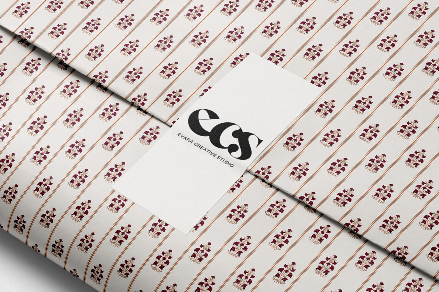 Vintage burgundy floral gift wrap — Evara Creative Studio