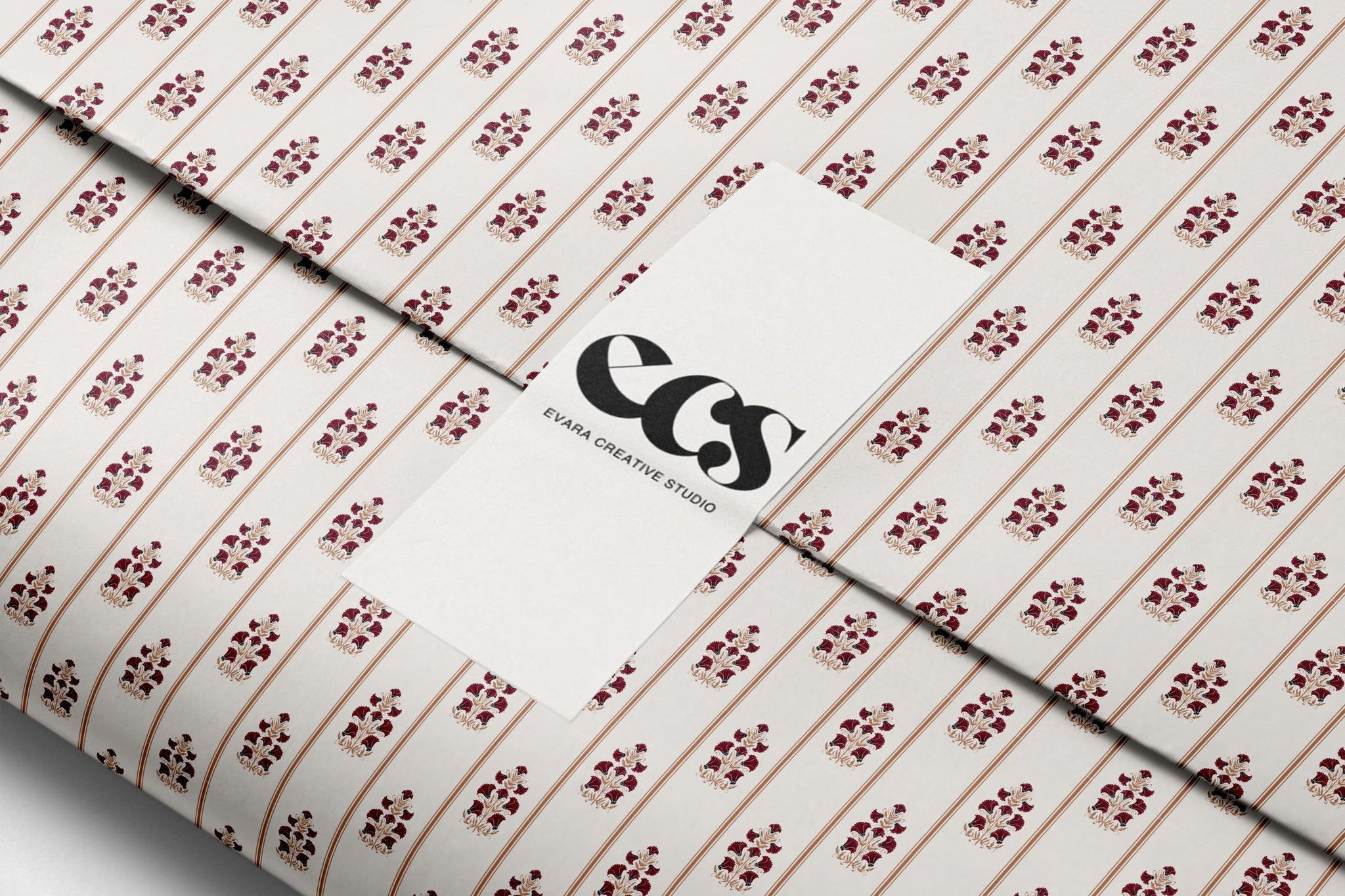 Vintage burgundy floral gift wrap — Evara Creative Studio