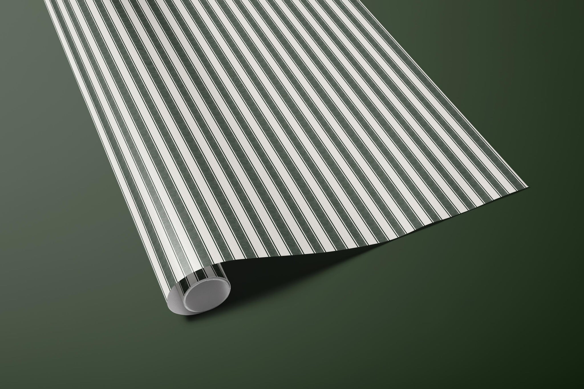 Deep Green Stripe Wrapping Paper | Minimalist Christmas Gift Wrap