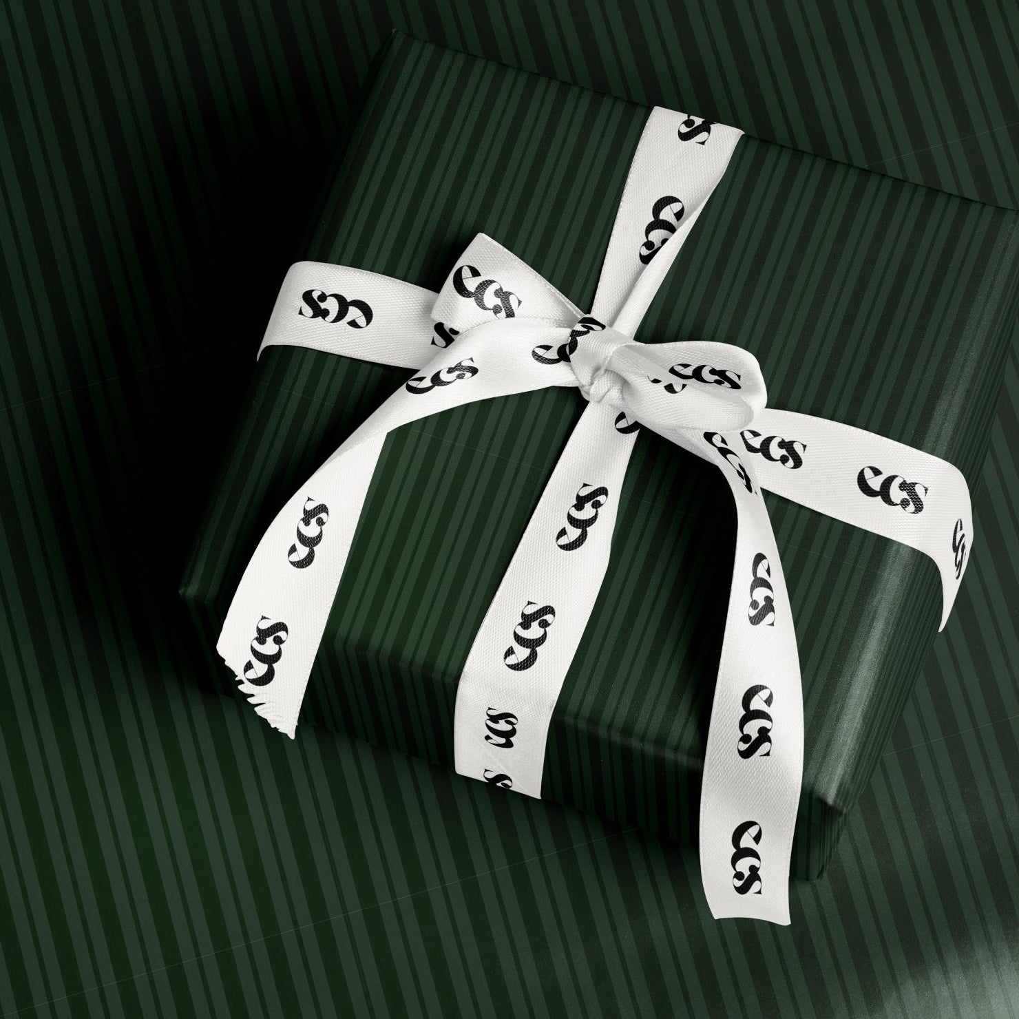 Dark Green Striped Gift Wrapping Paper, Classic Stripe Wrap Sheet in Glossy or Matte Finish for Christmas, Holiday Gifting