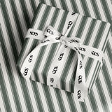 Deep Green Stripe Wrapping Paper | Minimalist Christmas Gift Wrap