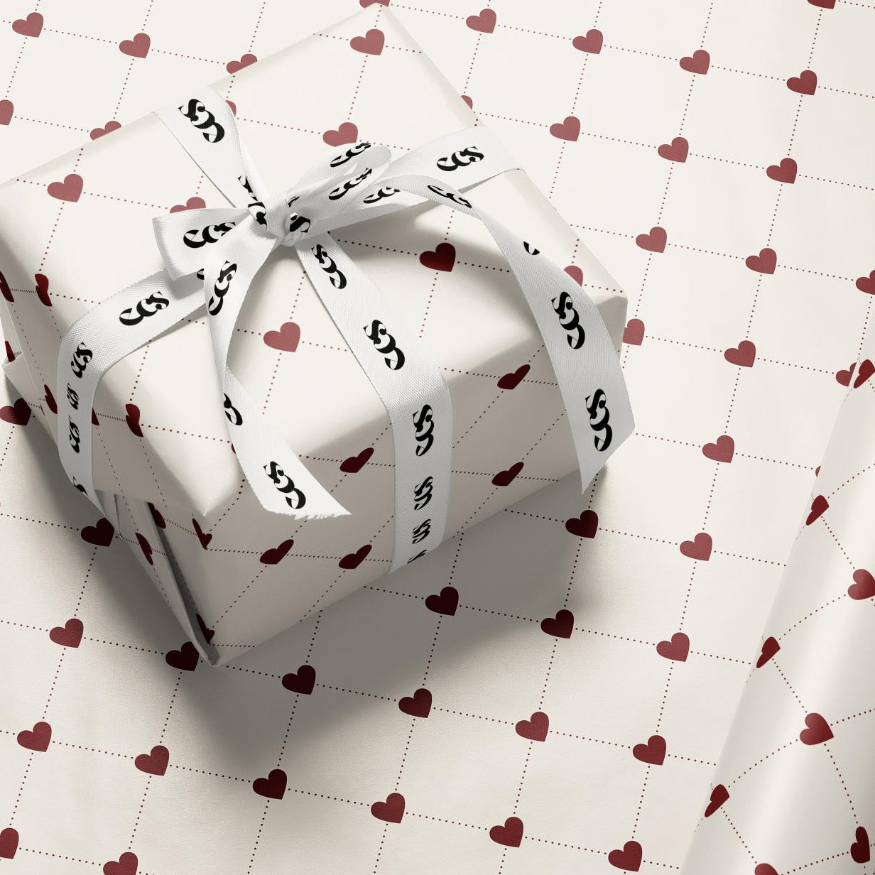 Red Heart Wrapping Paper | Romantic Valentine & Wedding Gift Wrap