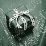 Deep Green Cityscape Wrapping Paper, Gloss or Matte Finish Elegant Luxury Christmas Gift Wrap
