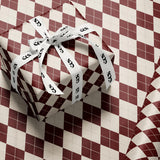 Maroon & Ivory Checkered Wrapping Paper | Vintage Elegant Gift Wrap