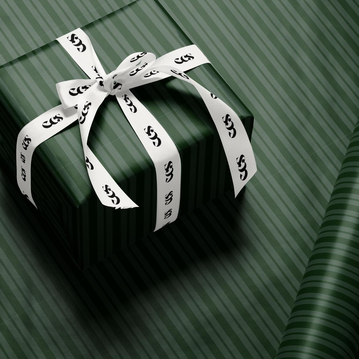 Dark Green Striped Gift Wrapping Paper, Classic Stripe Wrap Sheet in Glossy or Matte Finish for Christmas, Holiday Gifting