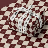 Maroon & Ivory Checkered Wrapping Paper | Vintage Elegant Gift Wrap