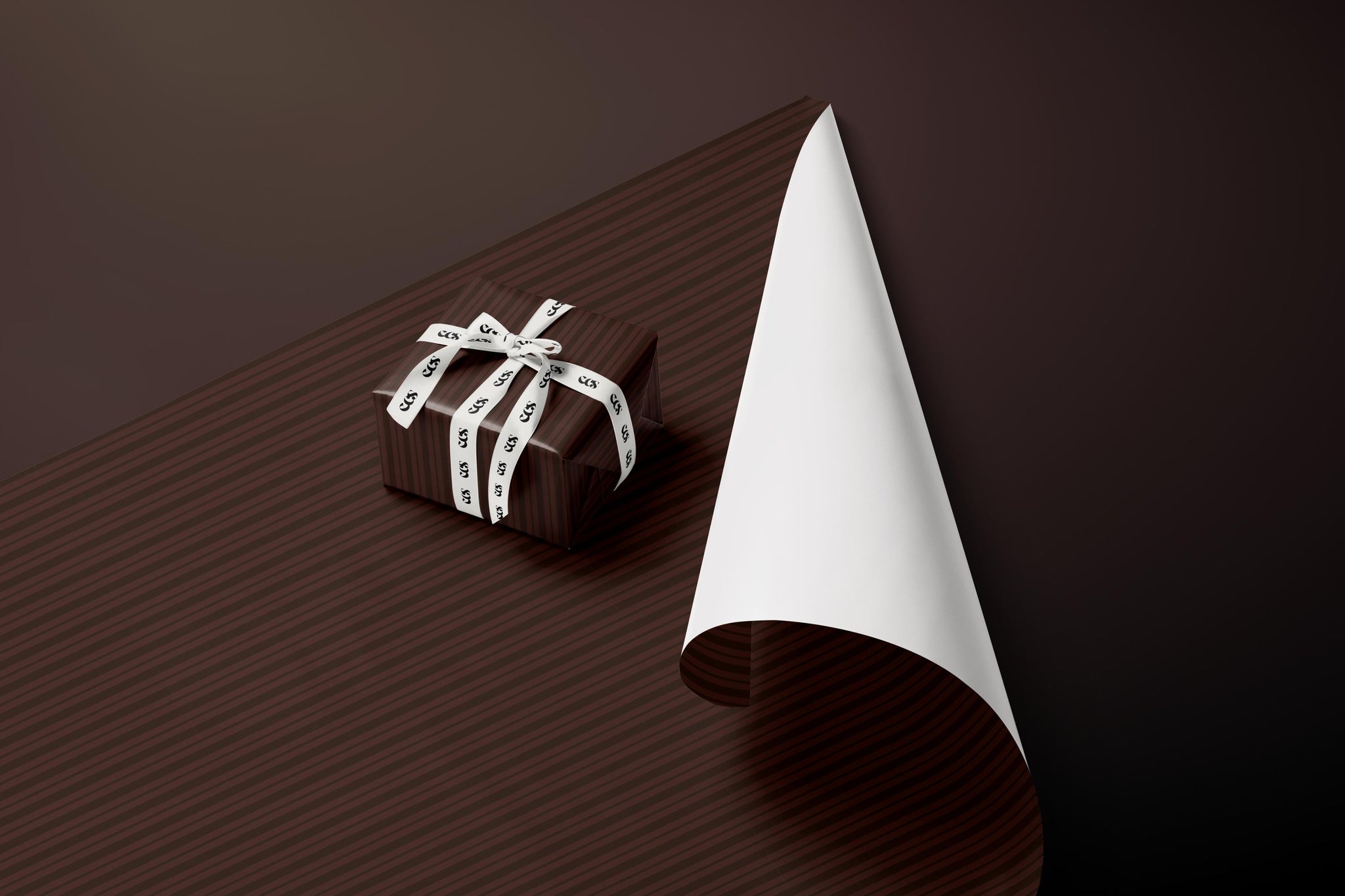 Brown Striped Gift Wrapping Paper, Classic Vertical Stripe Wrap Sheet in Glossy or Matte Finish for Fall Gifting and Holiday Celebrations