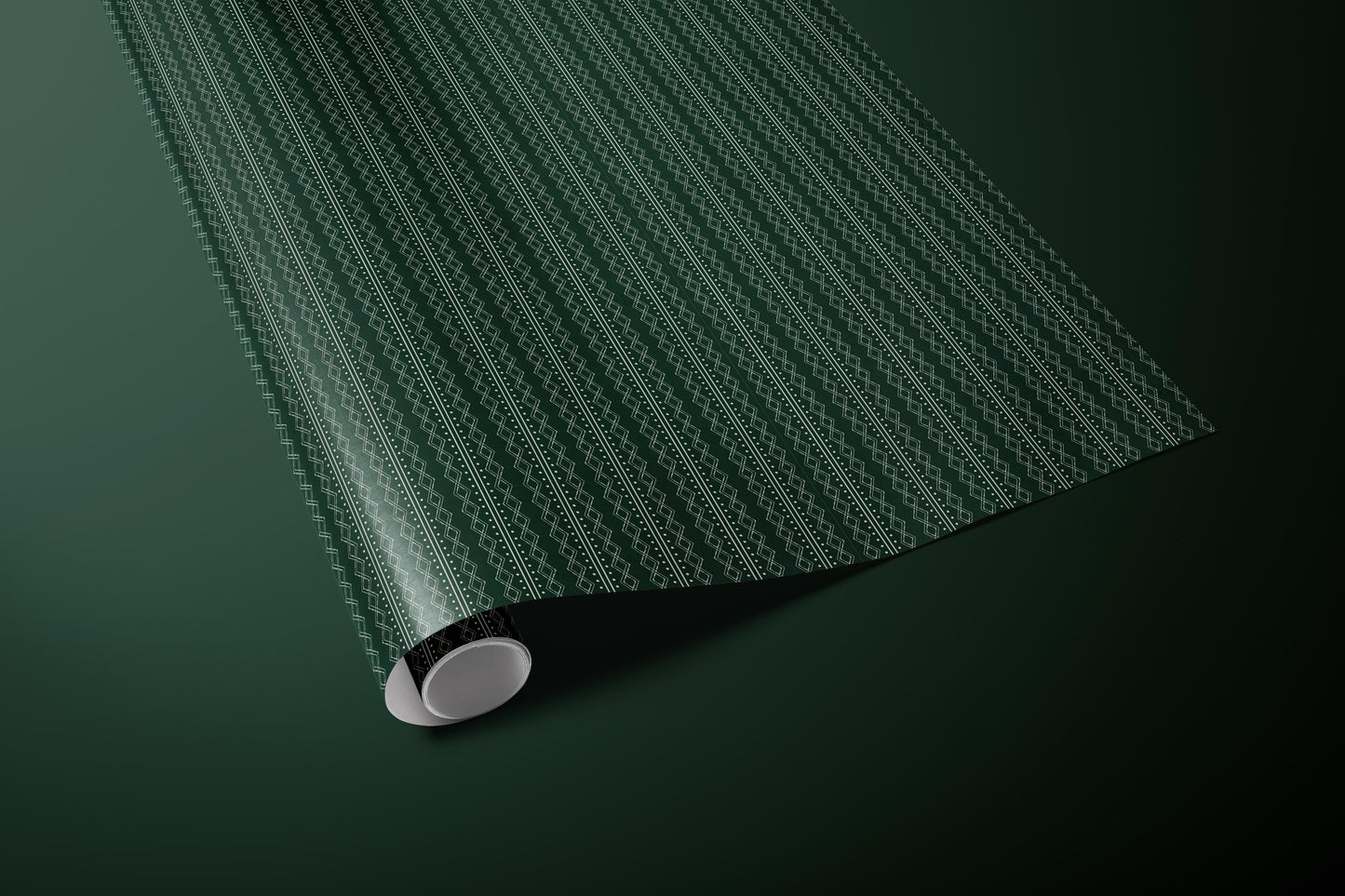 Deep Green Nordic Wrapping Paper, Gloss or Matte Finish Elegant Luxury Christmas Gift Wrap