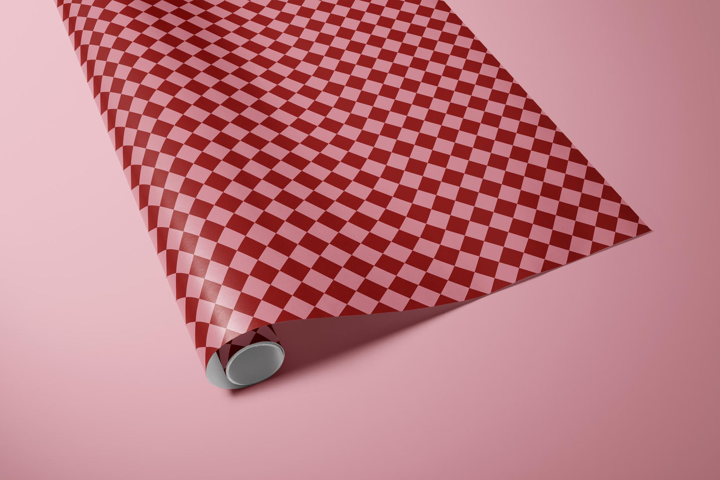 Pink & Red Checkered Wrapping Paper, Gloss or Matte Finish Elegant Luxury Birthday Gift Wrap