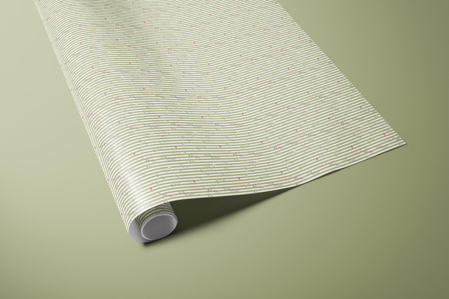 Pastel Striped Floral Wrapping Paper | Elegant Birthday Gift Wrap