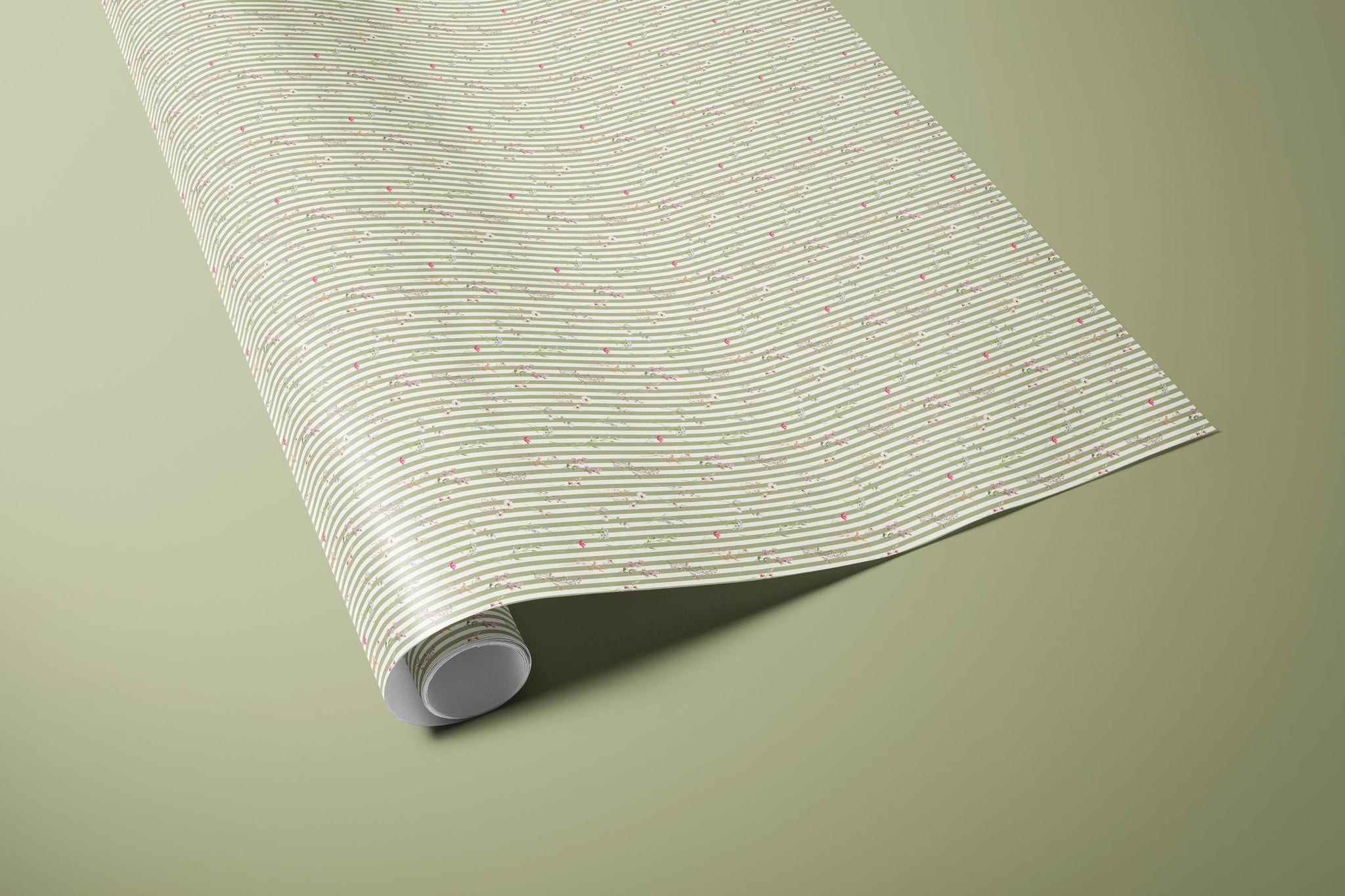 Pastel Striped Floral Wrapping Paper | Elegant Birthday Gift Wrap