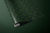 Luxury Christmas Lights Wrapping Paper, Elegant Green Holiday Gift Wrap Sheets, Festive Packaging with Colorful String Lights