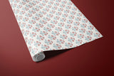 Vintage Red & Blue Floral Wrapping Paper | Botanical Gift Wrap