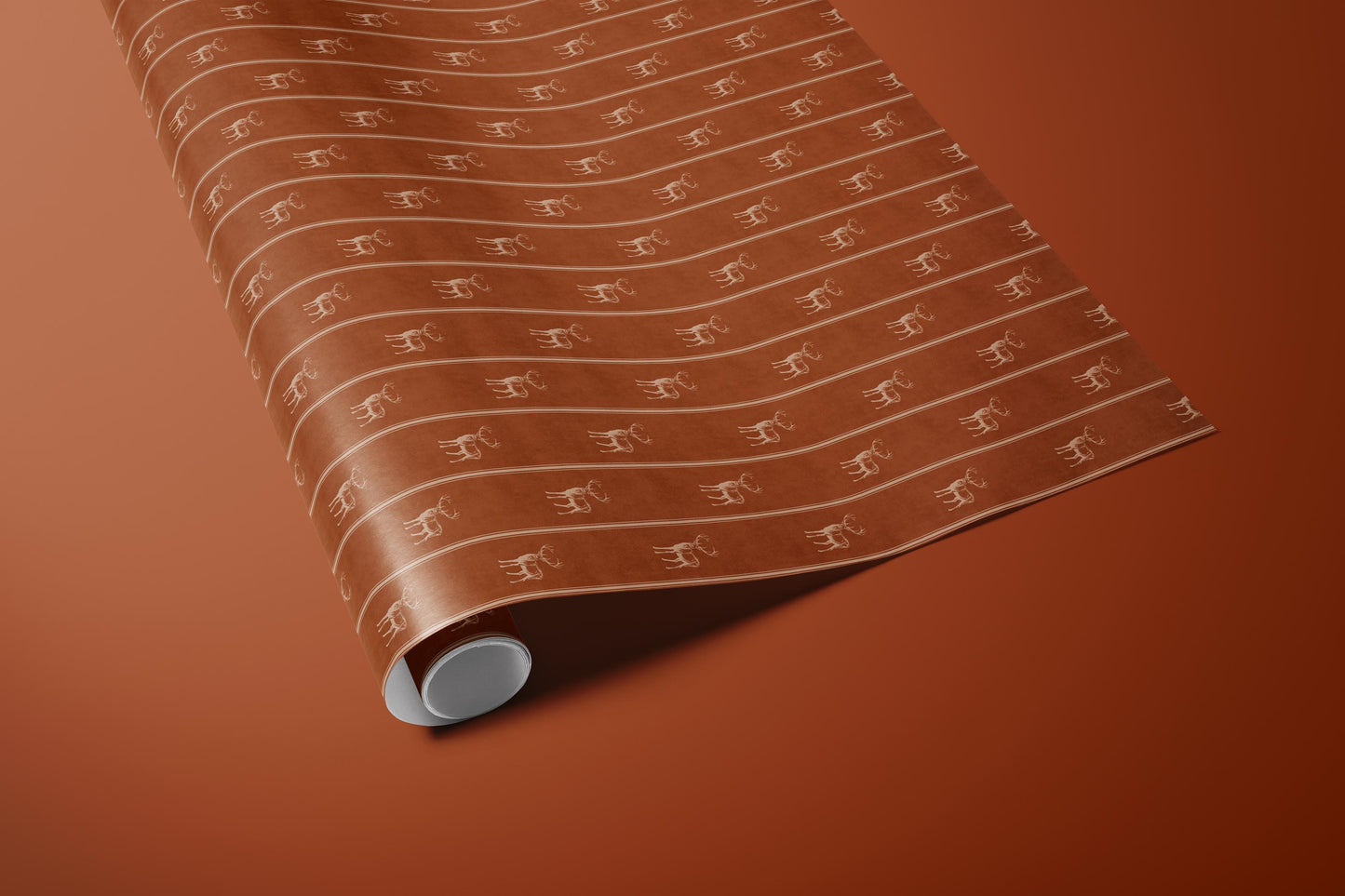 Rust Orange Vintage Deer Wrapping Paper, Gloss or Matte Finish Elegant Luxury Christmas Gift Wrap
