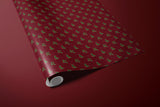 Luxury Holly Wrapping Paper | Elegant Burgundy Christmas Gift Wrap Sheets with Green Leaves & Red Berries