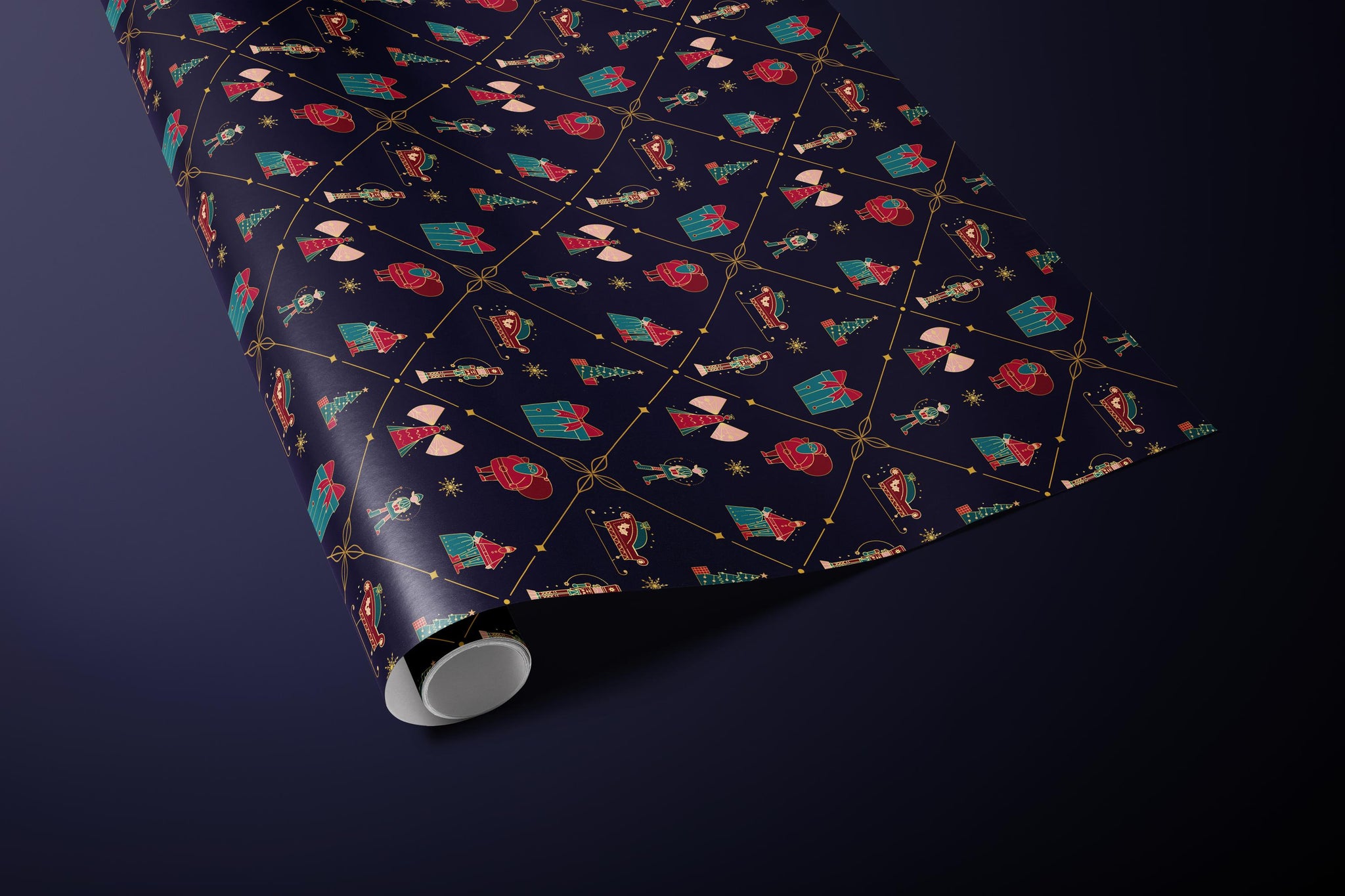 Purple Nutcracker Wrapping Paper, Gloss or Matte Finish Elegant Luxury Christmas Gift Wrap