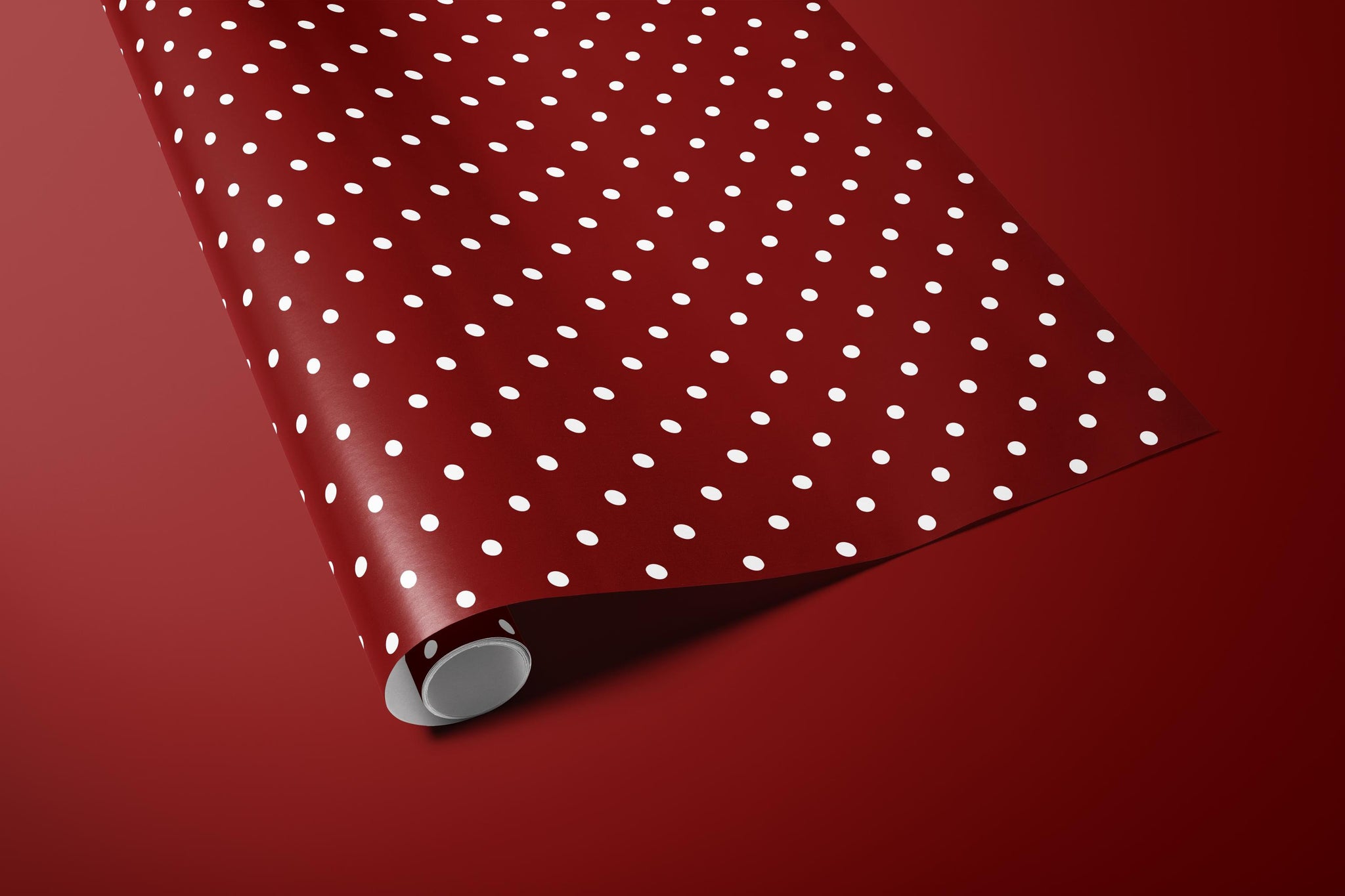 Red Polka Dot Wrapping Paper, Gloss or Matte Finish Bright Cute Birthday Gift Wrap