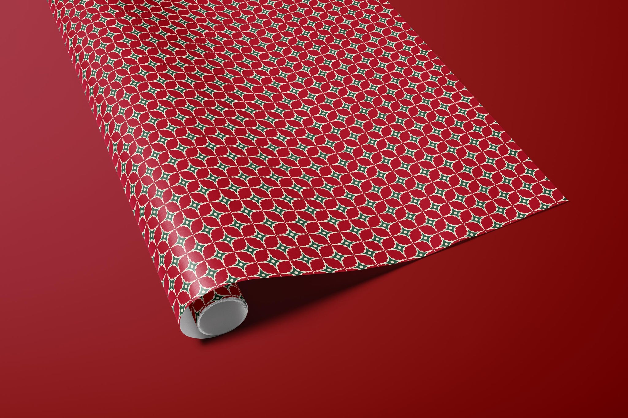 Festive Christmas Icon Wrapping Paper | Green Holiday Gift Wrap
