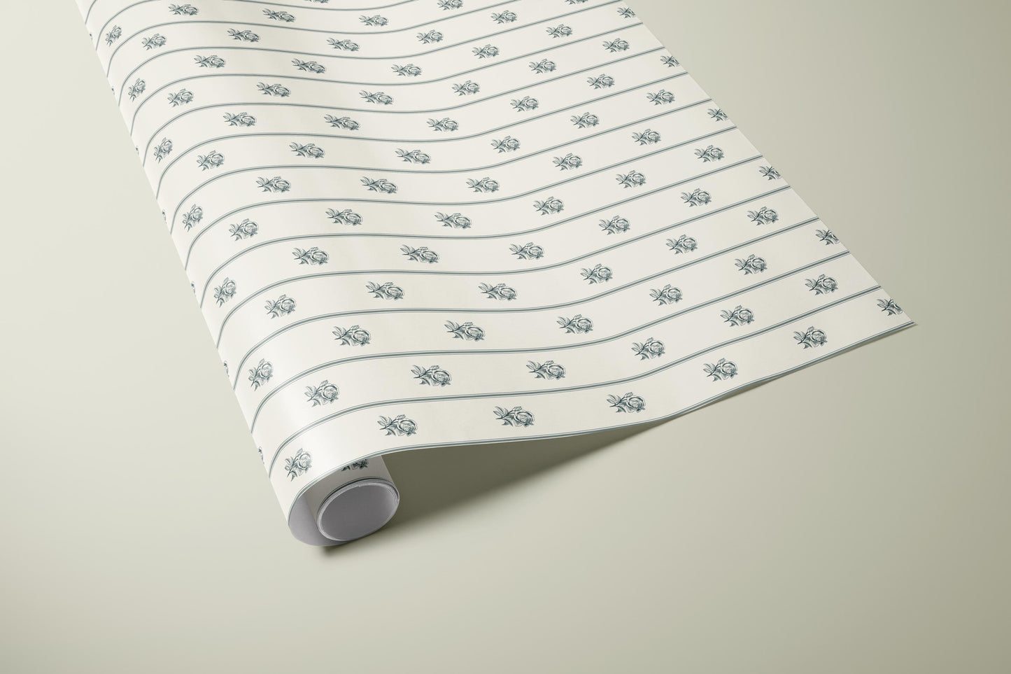 Vintage Sage Blue Rose Wrapping Paper, Gloss or Matte Finish Elegant Luxury Floral Gift Wrap