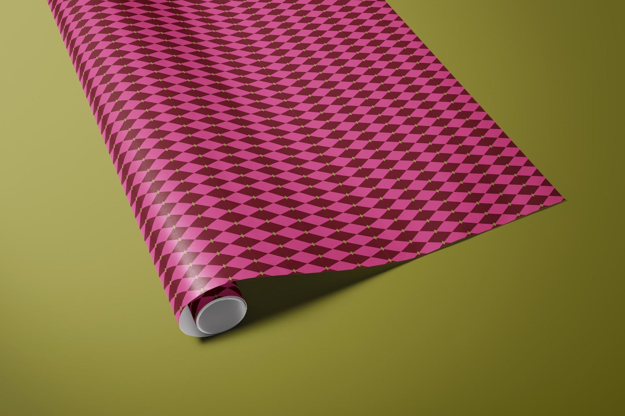 Pink Harlequin Checkered Wrapping Paper, Gloss or Matte Finish Elegant Luxury Birthday Gift Wrap