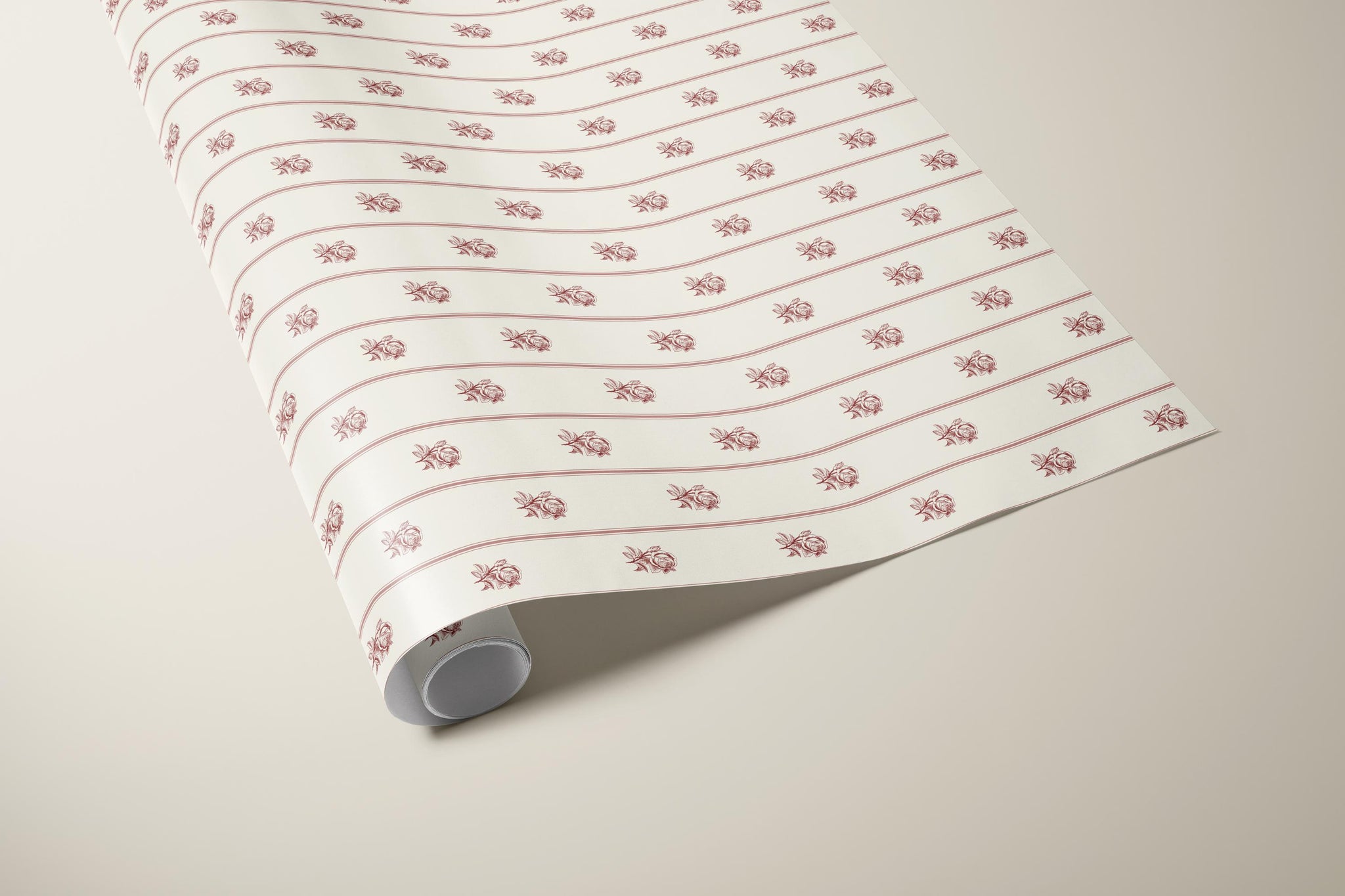 Vintage Rose Stripe Wrapping Paper | Romantic Floral Gift Wrap