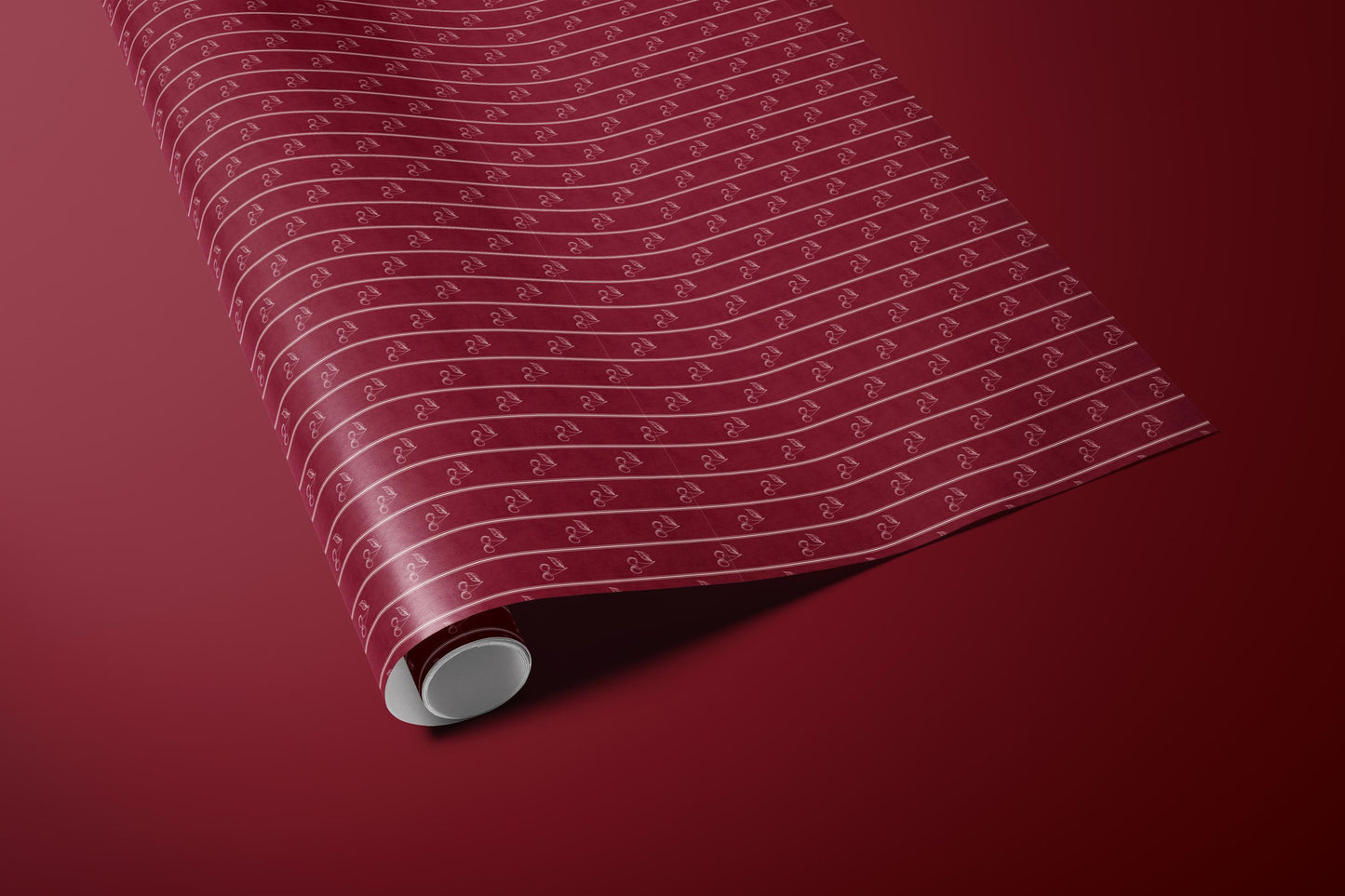 Cherry Gift Wrapping Paper | Burgundy Elegant Gift Wrap with Minimalist Cherry Stripe Pattern | Luxury Holiday & Birthday Wrap