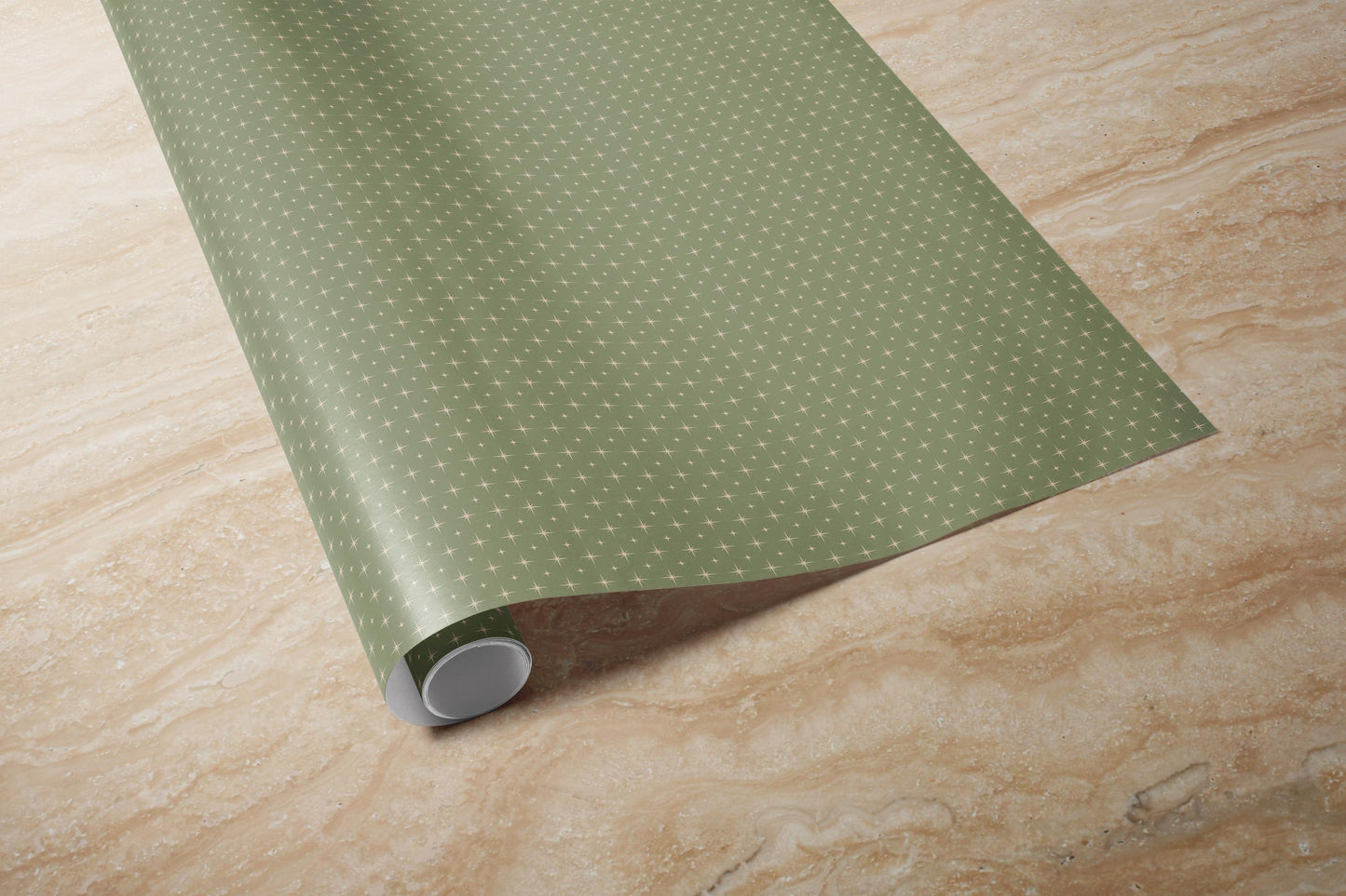 Sage Green Star Wrapping Paper, Gloss or Matte Finish Elegant Luxury Christmas Gift Wrap