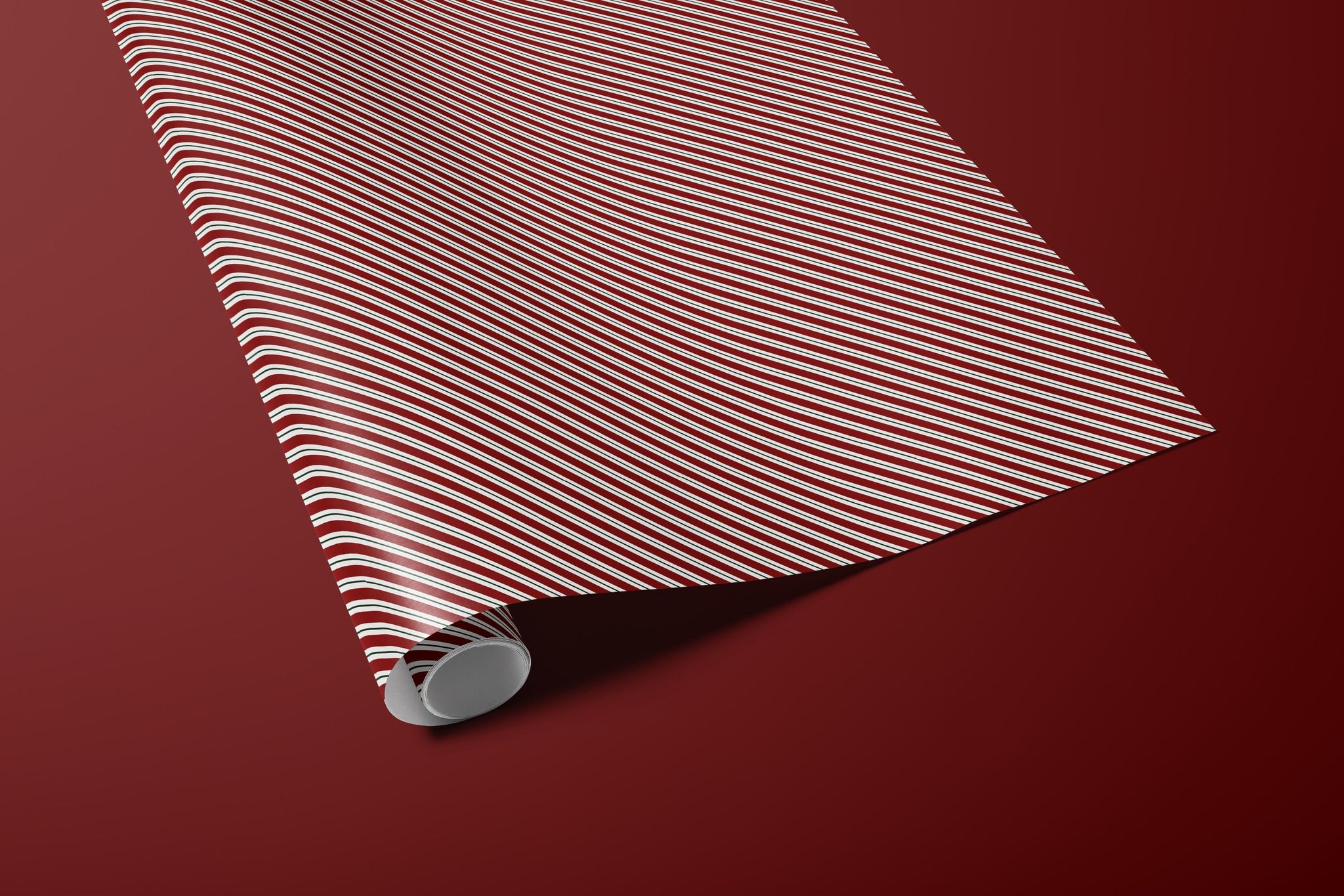 Red Candy Cane Stripe Wrapping Paper, Gloss or Matte Finish Elegant Luxury Christmas Gift Wrap