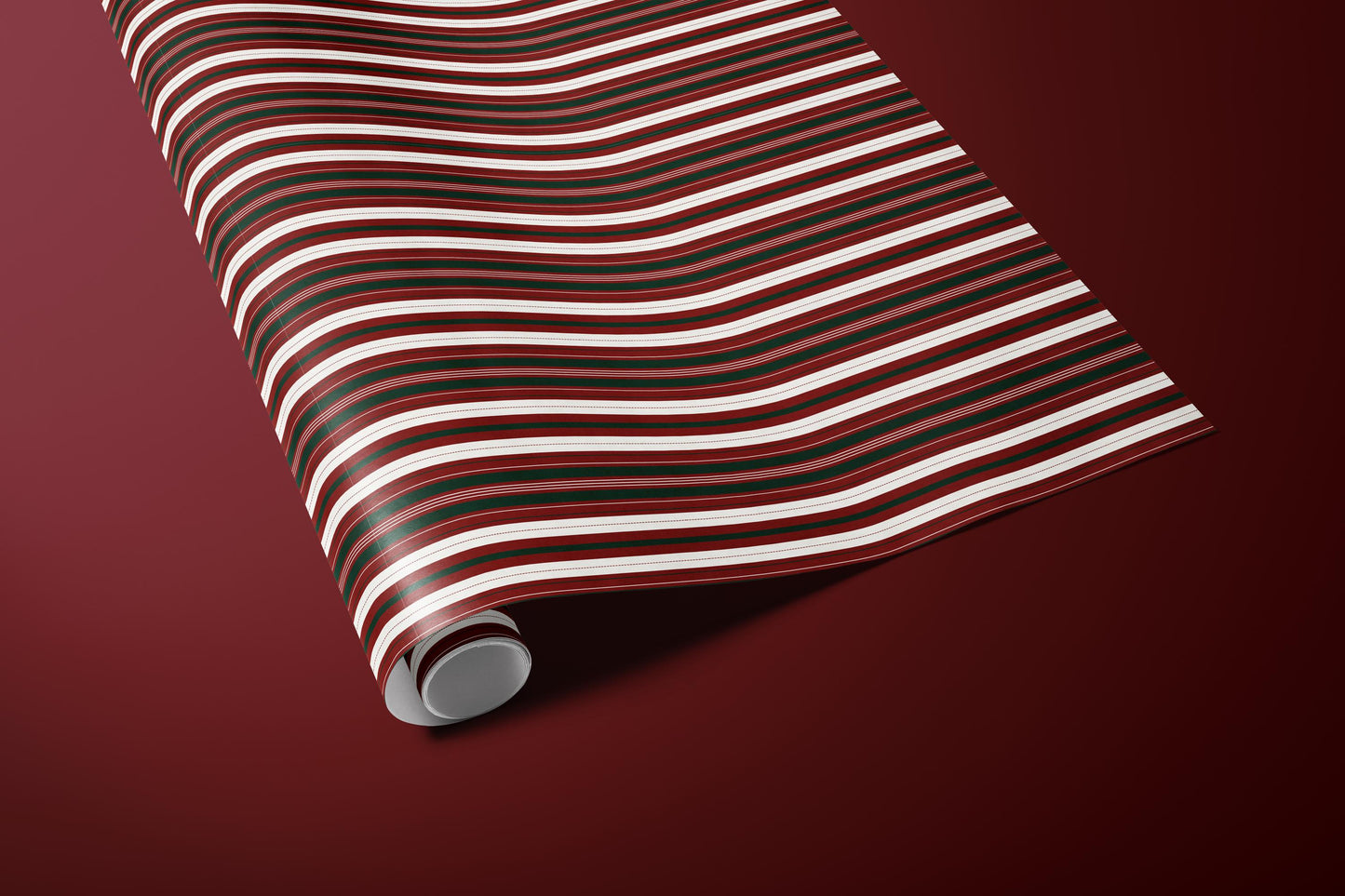 Red & Green Stripe Wrapping Paper, Gloss or Matte Finish Elegant Luxury Christmas Gift Wrap
