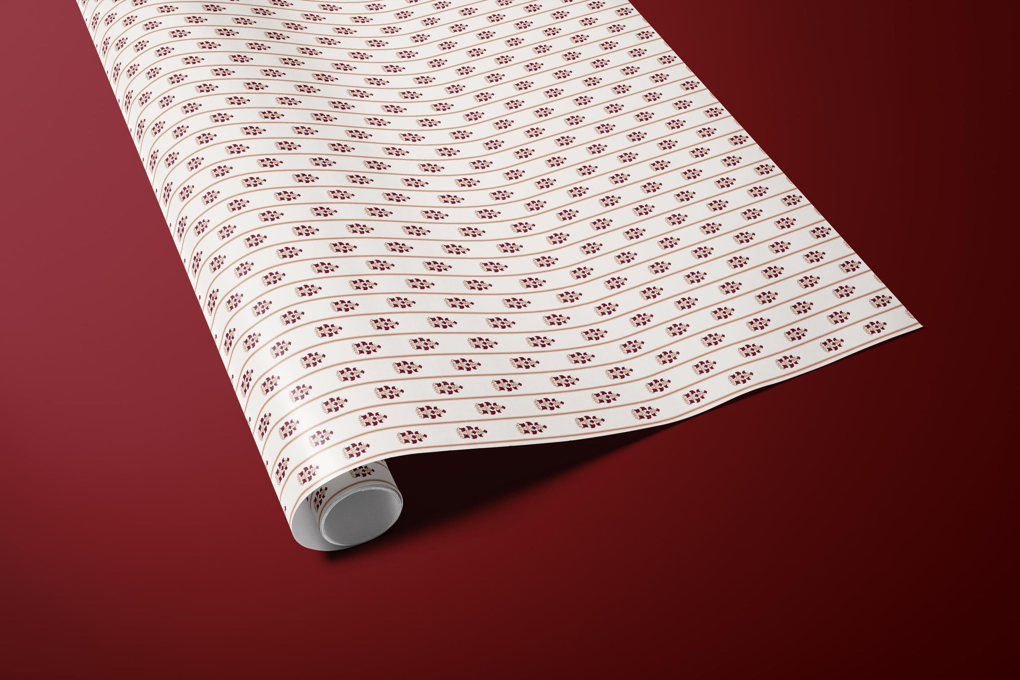 Vintage Burgundy Floral Wrapping Paper | Elegant Botanical Gift Wrap
