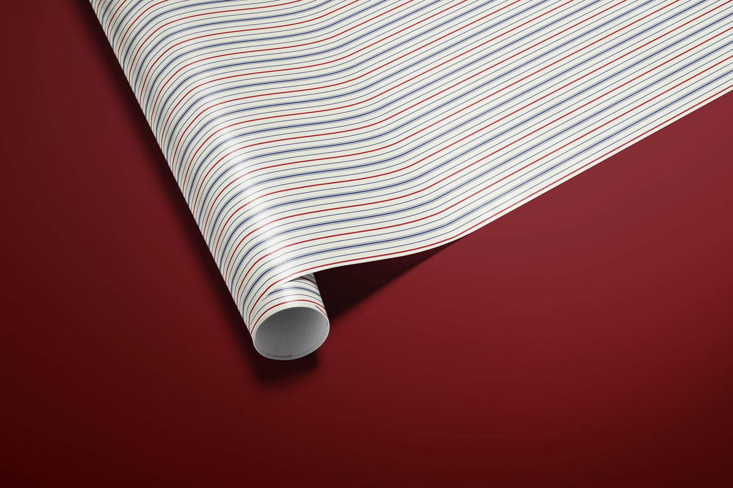 Red and Navy Striped Wrapping Paper, Elegant Classic Gift Wrap for Christmas, Holidays, Birthdays and Year-Round Gifting