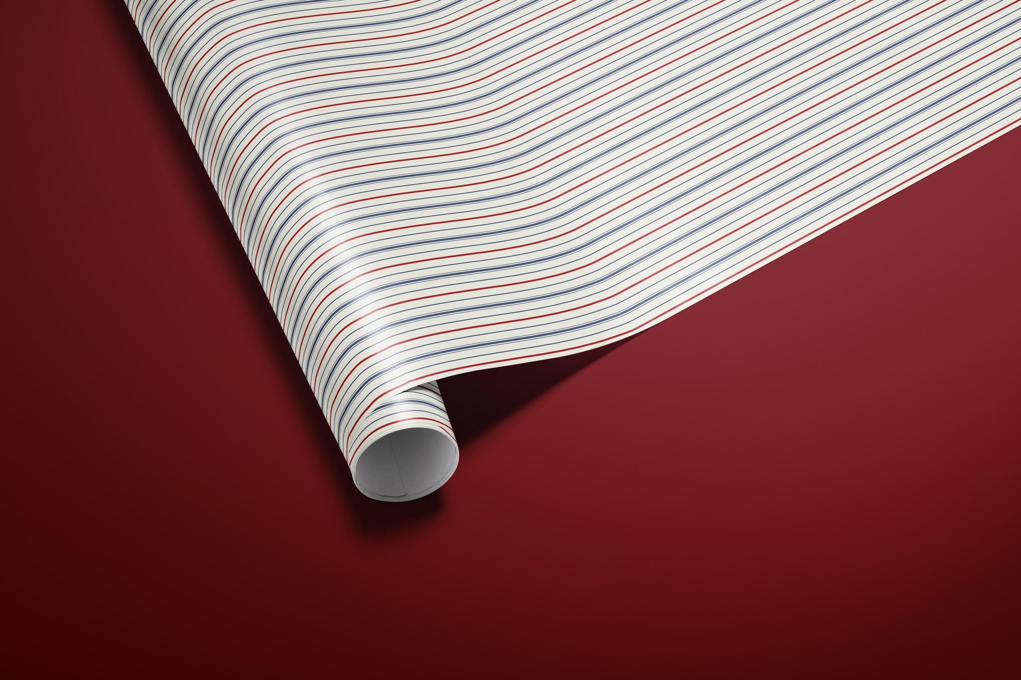 Red and Navy Striped Wrapping Paper, Elegant Classic Gift Wrap for Christmas, Holidays, Birthdays and Year-Round Gifting