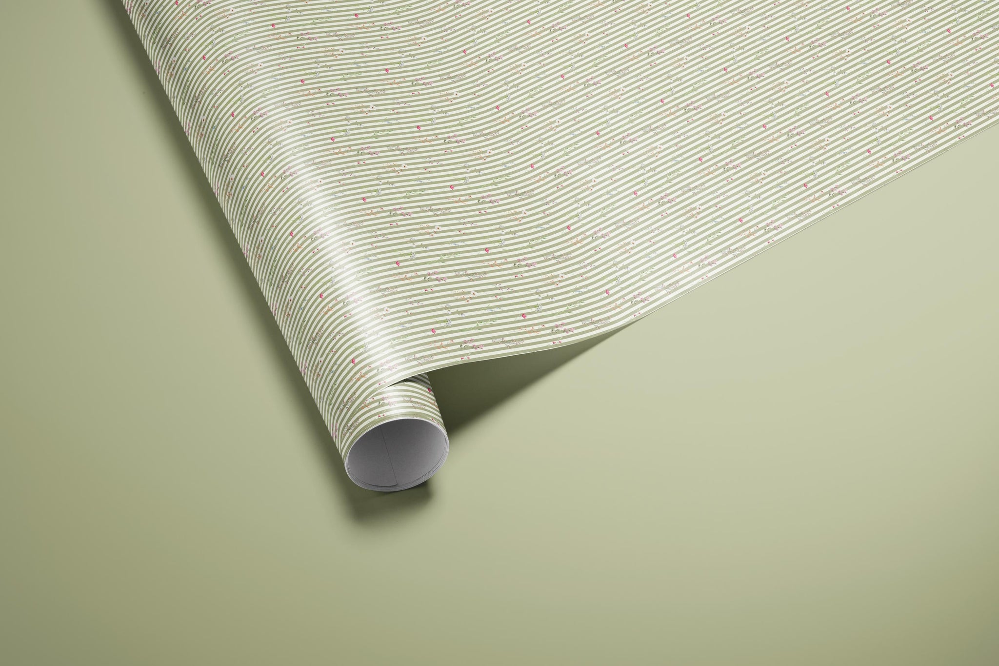 Pastel Striped Floral Wrapping Paper | Elegant Birthday Gift Wrap
