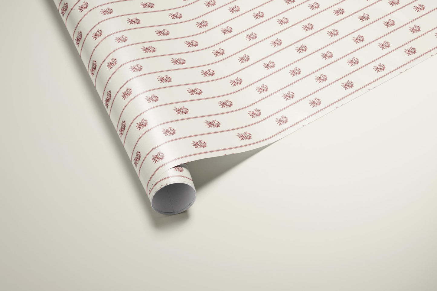 Vintage Rose Stripe Wrapping Paper | Romantic Floral Gift Wrap
