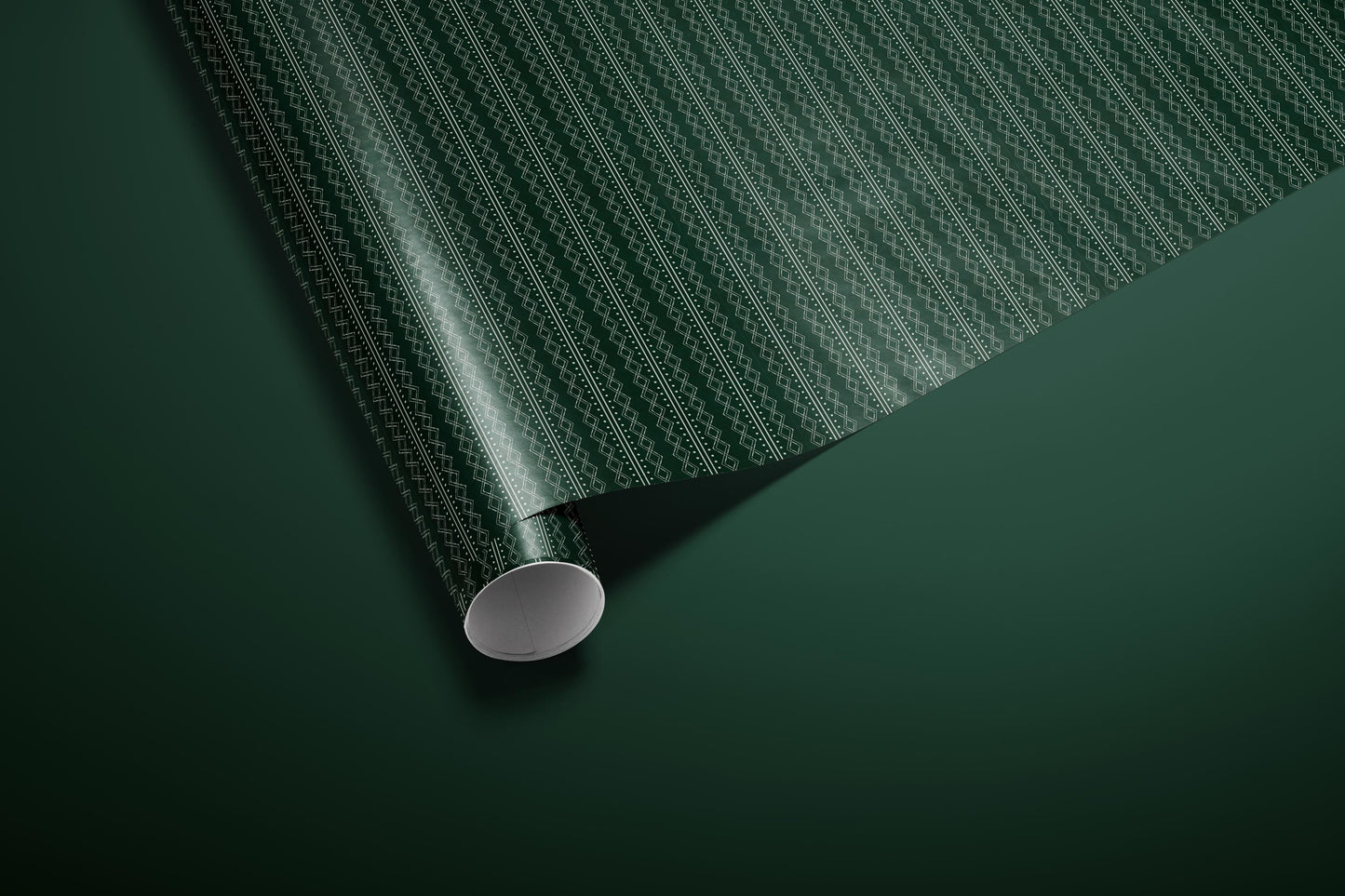 Deep Green Nordic Wrapping Paper, Gloss or Matte Finish Elegant Luxury Christmas Gift Wrap