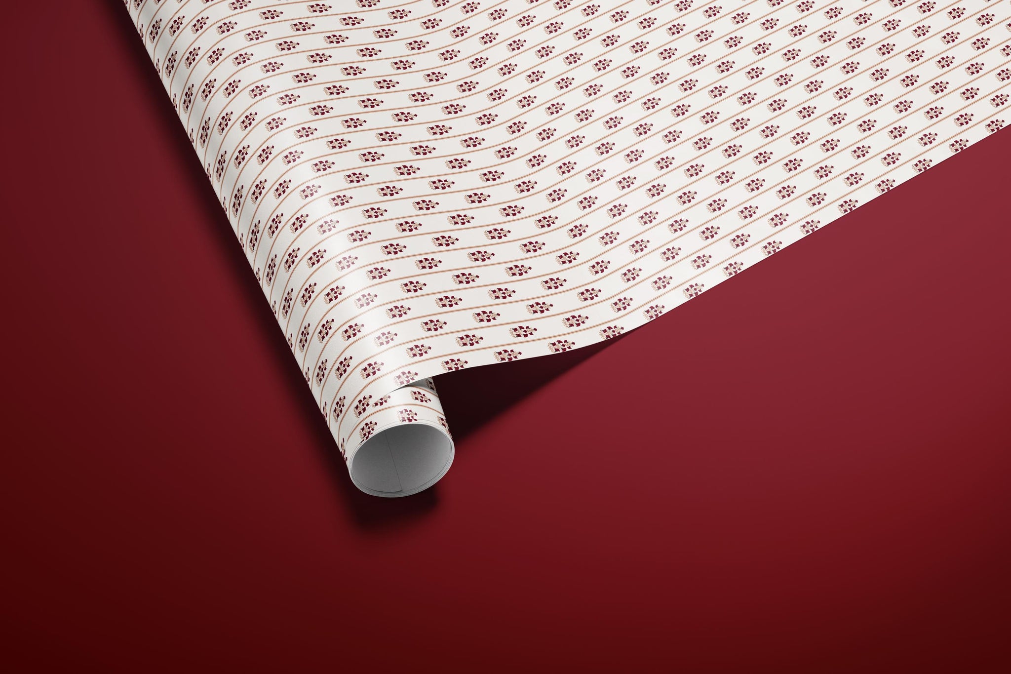 Vintage Burgundy Floral Wrapping Paper | Elegant Botanical Gift Wrap