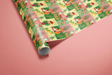 Vintage Christmas Patchwork Wrapping Paper | Retro Holiday Wrap