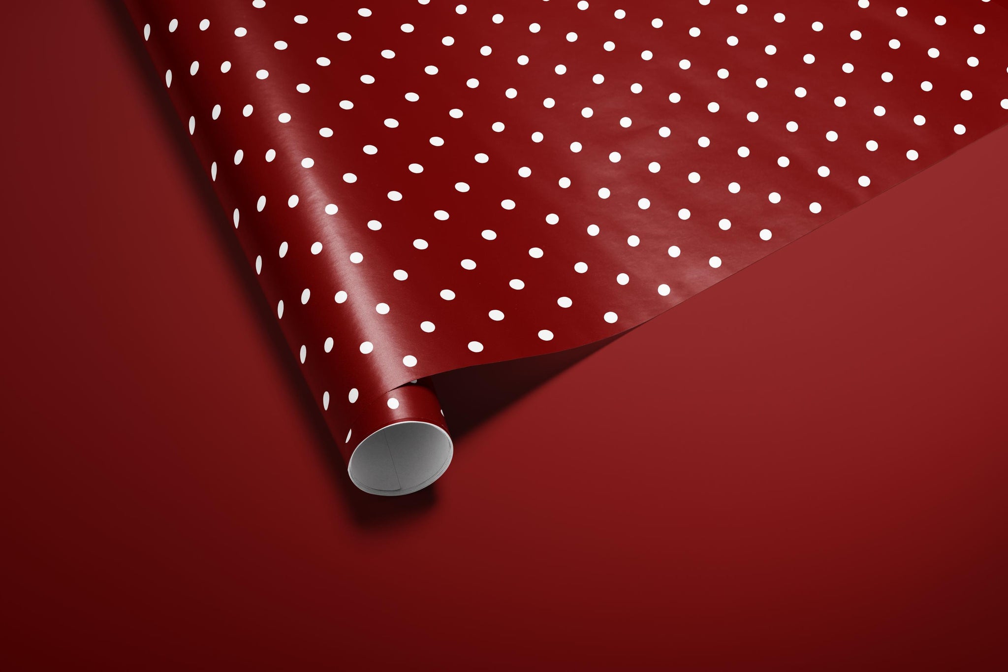 Red Polka Dot Wrapping Paper, Gloss or Matte Finish Bright Cute Birthday Gift Wrap