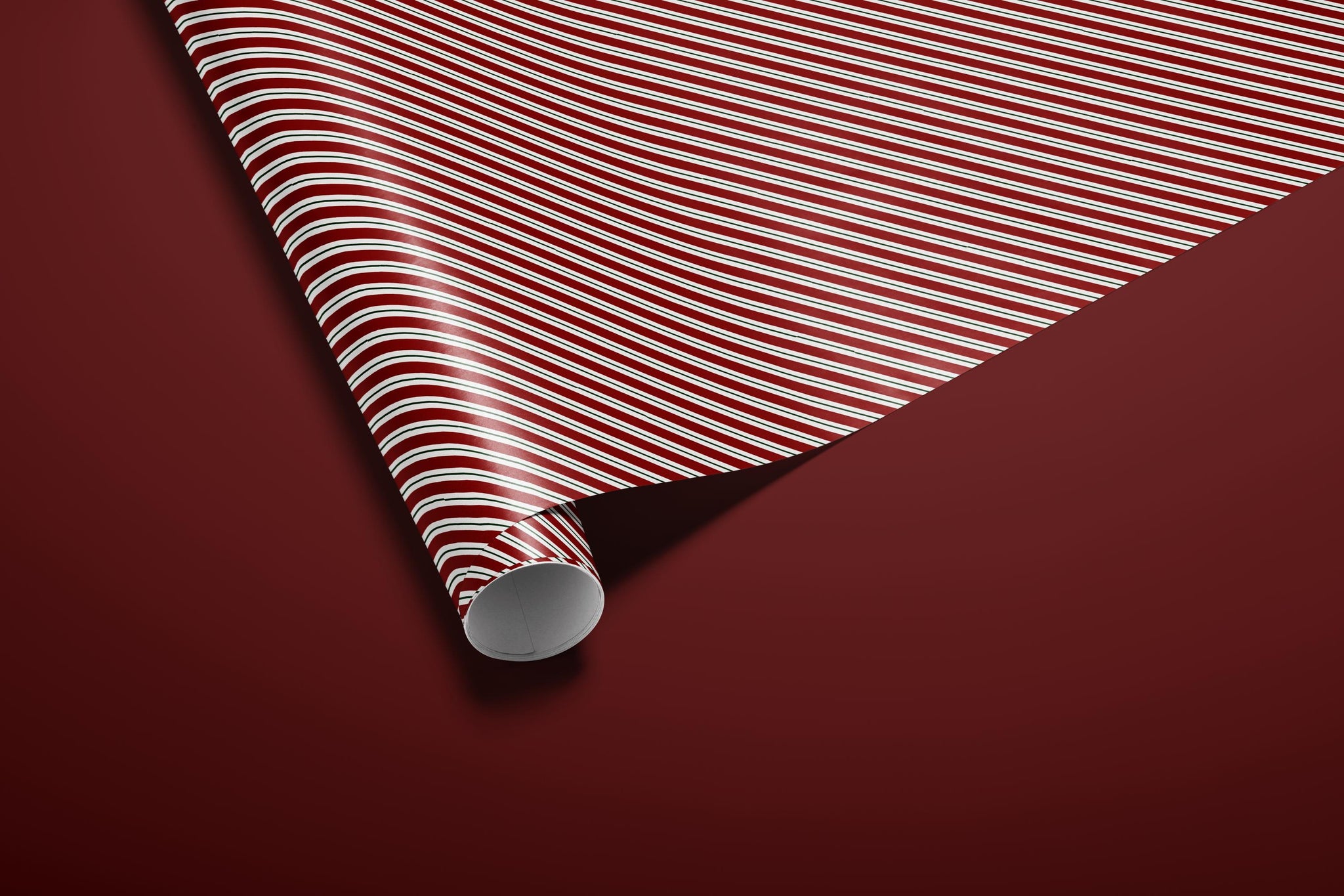 Red Candy Cane Stripe Wrapping Paper, Gloss or Matte Finish Elegant Luxury Christmas Gift Wrap